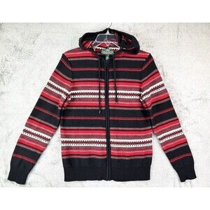 L-RL Lauren Active Full Zip Cardigan Hooded Sweater Women’s L Striped Jacket